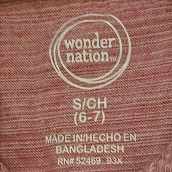 Size 6/7 Wonder Nation pink & blue short sleeve 100% cotton button down shirt - Picture 15 of 16